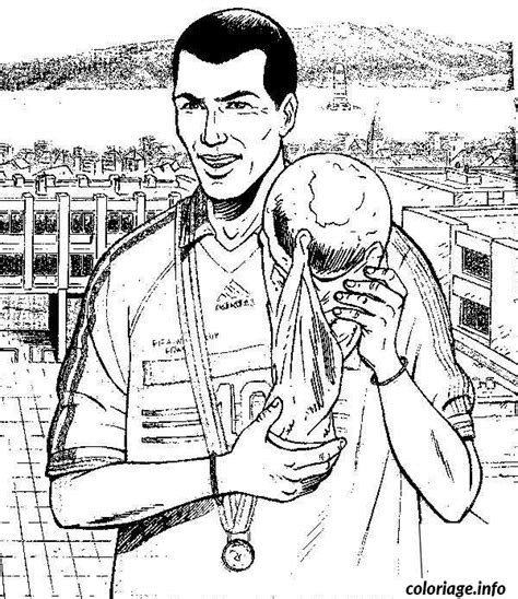 Coloriage Zidane Avec La Coupe Du Monde Dessin