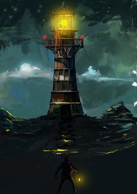 Lighthouse In The Starry Night Digitalpainting