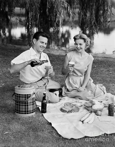Couple Having A Summer Picnic C1950s Photograph By H Armstrong