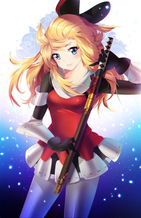 Blue Hair Anime Girl Sword