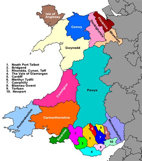 Regions Of Wales Map