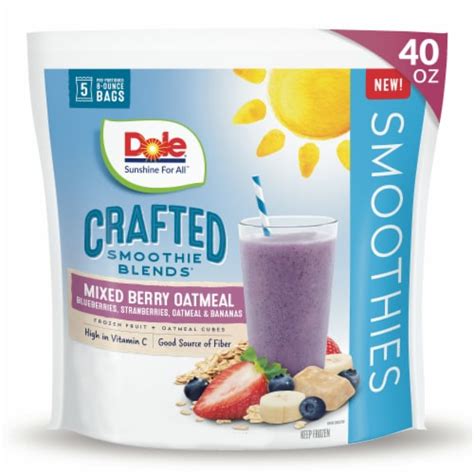 Dole Crafted Smoothie Blends Mixed Berry Oatmeal Pre Portioned Frozen