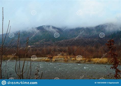 Mountain River Water Landscape Wild River In Mountains Stock Photo