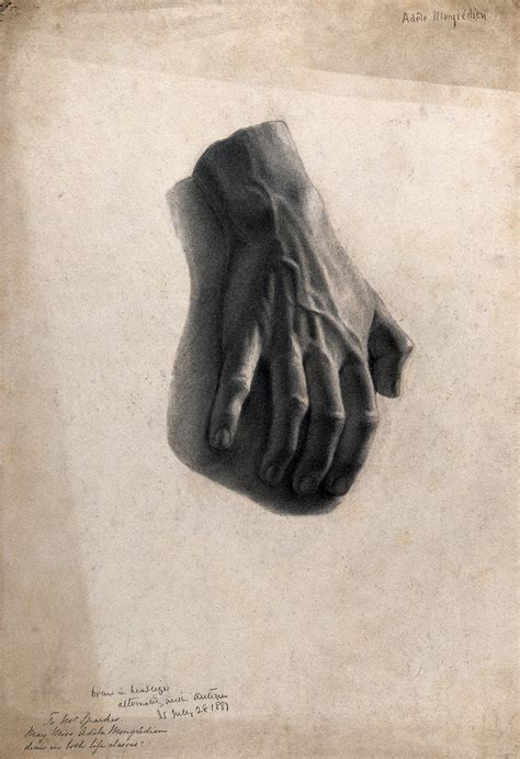 Study Of A Hand Charcoal Drawing By A Mongrédien 28 July 1881
