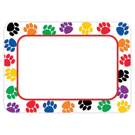Teacher Created Resources Colorful Paw Prints Name Tags 25 X 35