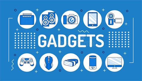 Gadgets Electronic Devices Line Icons Set Stock Vector Illustration