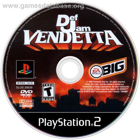 Def Jam Vendetta Sony Playstation 2 Artwork Disc