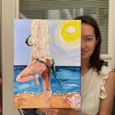 Erotic Nudity Painting Naked Woman Original Art Oil Canvas Beach Arts