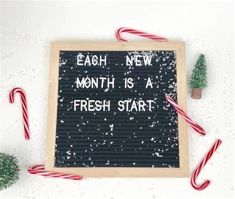 A Sign That Says Each New Month Is A Fresh Start With Candy Canes Around It