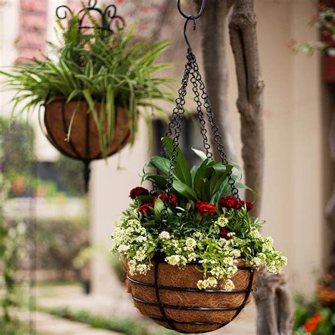 Round Hanging Planter Basket For Balcony Plants Set Of 2 Earthgarden