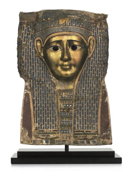 3050 An Egyptian Polychrome And Gilt Cartonnage Mummy Mask Late Ptolemaic Early Roman