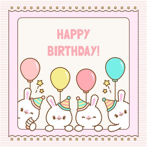 Premium Vector Little Rabbits Happy Birthday Kids Card