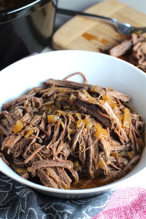 Rest brisket 10 minutes before slicing or shredding; Smoky Pulled Beef Brisket in the Slow Cooker ~ Talking Meals