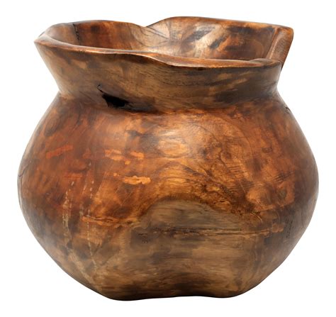 a wooden vase is shown on a white background
