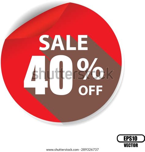 40 Percentages Discount Red Circle Label Stock Vector Royalty Free