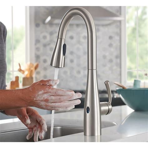Switching out our current moen kitchen faucet to a high arc moen. MOEN Essie Touchless Pulldown Sprayer Kitchen Faucet