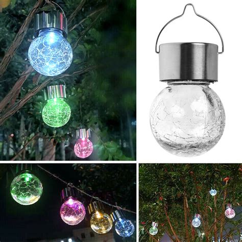 Solar Ball Lights Led Crackle Globe Hanging Bulb Lanterns