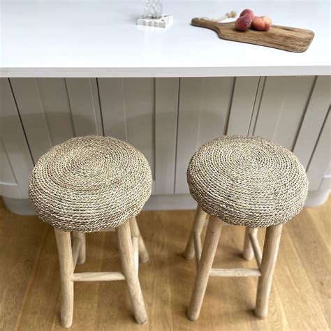 Wooden Bar Stool With Wicker Seat Ardennes By Za Za Homes