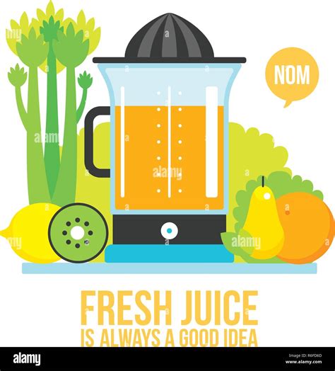 Juicer Fresh Vegetables Greens And Fruits On White Background Vector