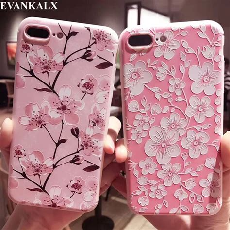 Evankalx Fresh Peach Flower Patterned Cases For Iphone 7 8 X Pink 3d