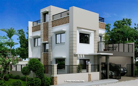Montemayor Four Bedroom Fire Walled Two Story House Design With Roof