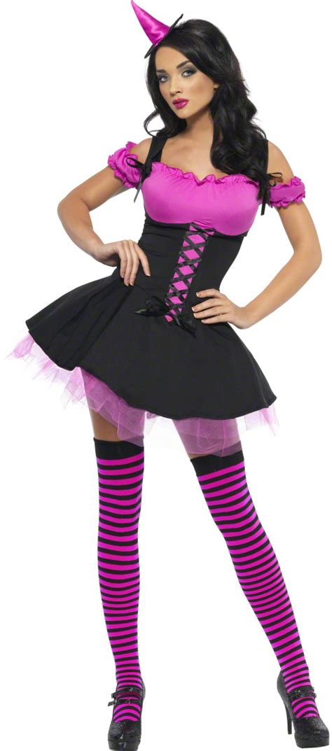 Sexy Roze Heksen Kostuum Voor Halloween Volwassenen