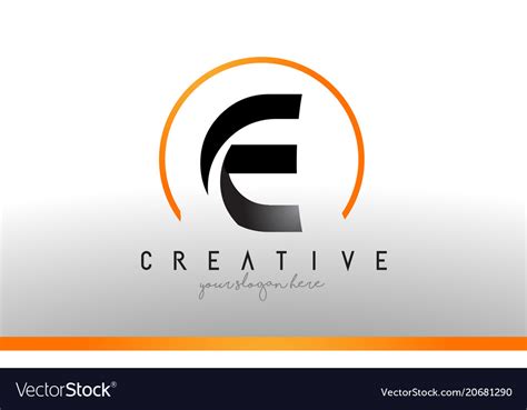 E Letter Logo Design With Black Orange Color Cool Vector Image