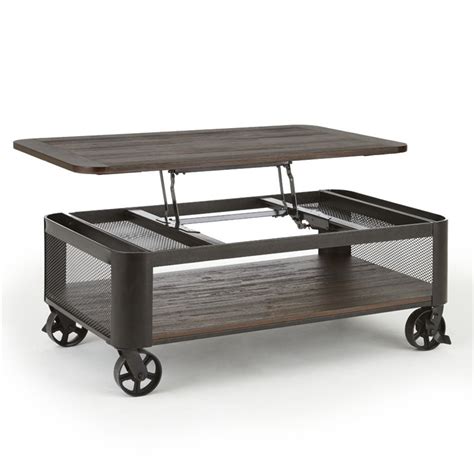 Barrow Lift Top Coffee Table With Casters In Chocolate Mocha Finish