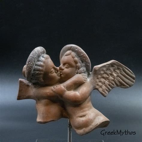 Kissing Cupid And Soul Terracotta Statue Greek God Of Love Etsy