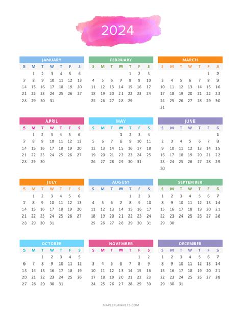 Calendar 2024 Printable Year Maryl Sheeree