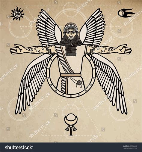 Ancient Assyrian Winged Deity Character Sumerian