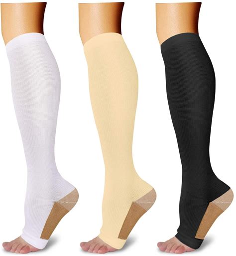Wukang Sm Size Open Toe Compression Socks Knee High Toeless Compression Stockings For Women