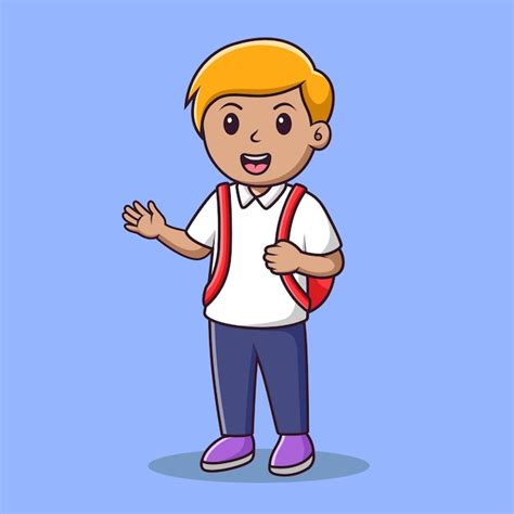 Premium Vector Cute Little Boy Cartoon Waving Hand