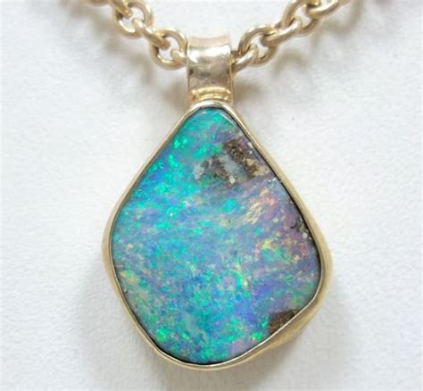 Half Price Boulder Opal And K Gold Necklace