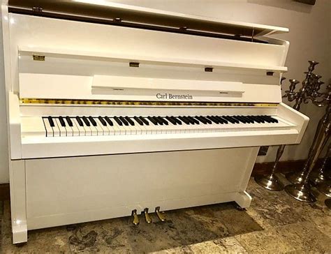Beautiful High Gloss White Upright Piano By Carl Bernstein Super Mint