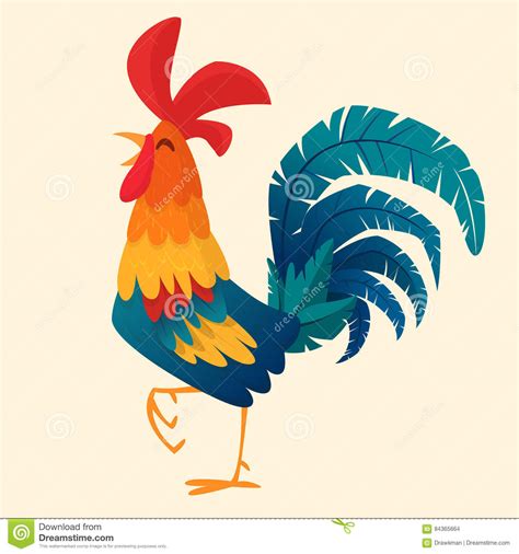 Cartoon Rooster Vector Isolated On White Background Stock Vector