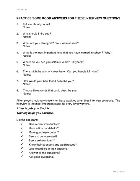 Interview Questions And Answers Worksheets Worksheeto