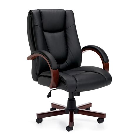 4x eiffel dining chairs wood legs padded seat office kitchen lounge chair black. Executive Leather Chair With Wooden Arms and Base