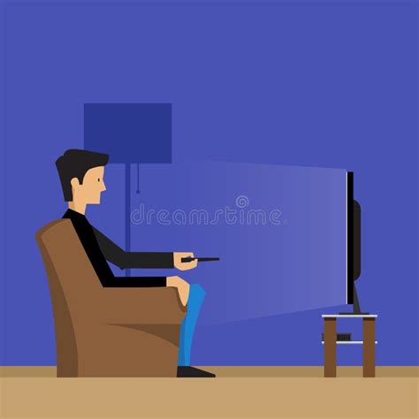Man Watching Television On Armchair Vector Flat Stock Vector