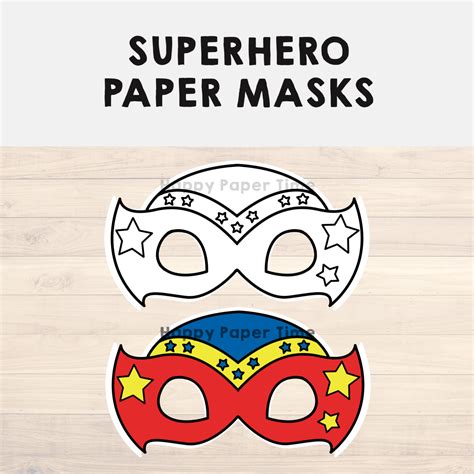 Superhero Paper Mask Printable Hero Coloring Craft Activity Costume