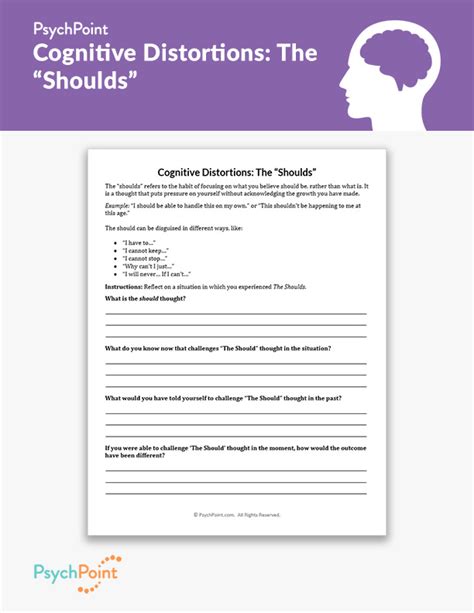 Free printable picture analogy worksheets. Cognitive Distortions: The "Shoulds" Worksheet | PsychPoint