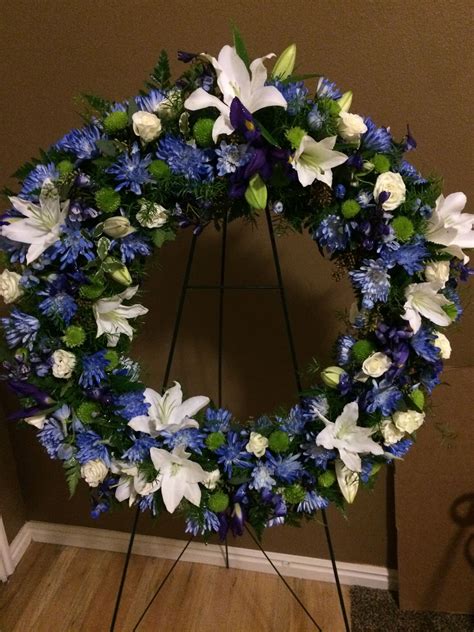 We did not find results for: Truloveblooms Blue funeral wreath White lilies, roses ...
