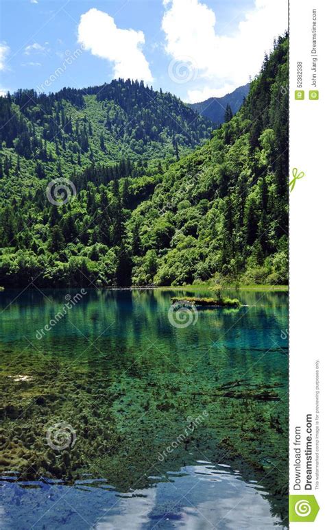Blue Lakes On The Mountains In Jiuzhaigou Valley Beauty Spot Stock