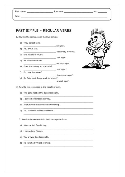 Past Tense Verbs Worksheet