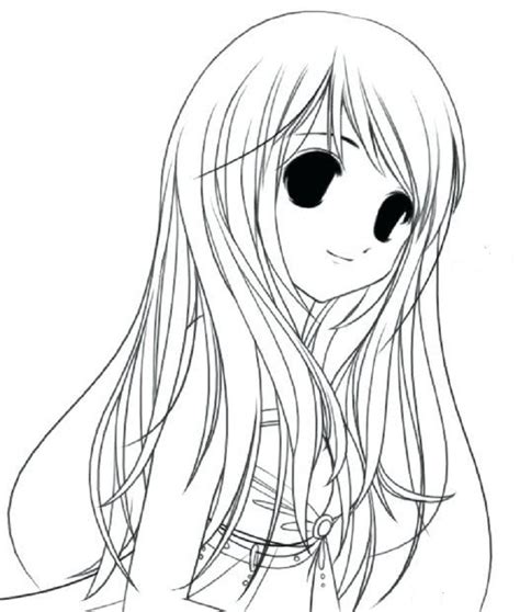 Long Hair Anime Coloring Pages For Girls