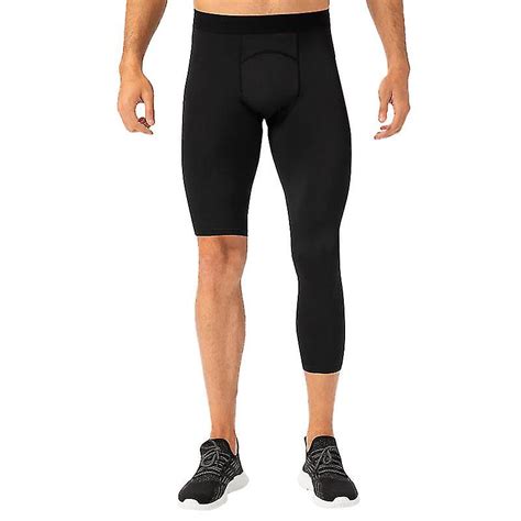 centuryx men one leg compression pants 3 4 capri tights athletic basketball leggings workout