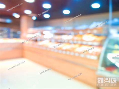 Image Of Blur Bakery Shop With Bokeh For Background Usage Stock Photo