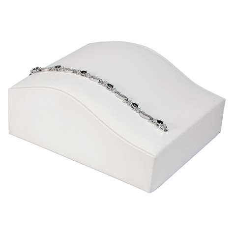 White Faux Leather Bracelet Jewelry Display Holder Medium Contour
