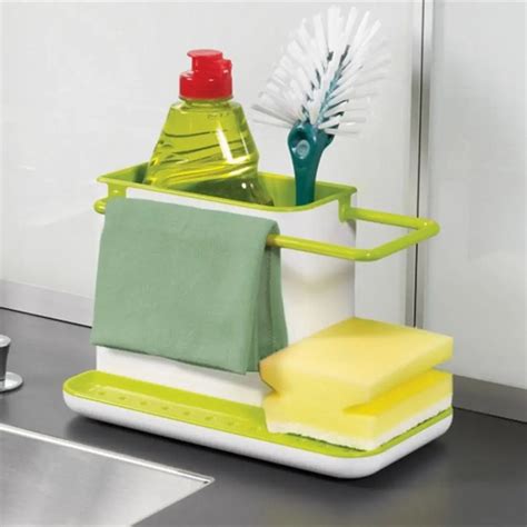 Self Draining Sink Aid Organizer Brush Sponge Cleaning Cloth Holder
