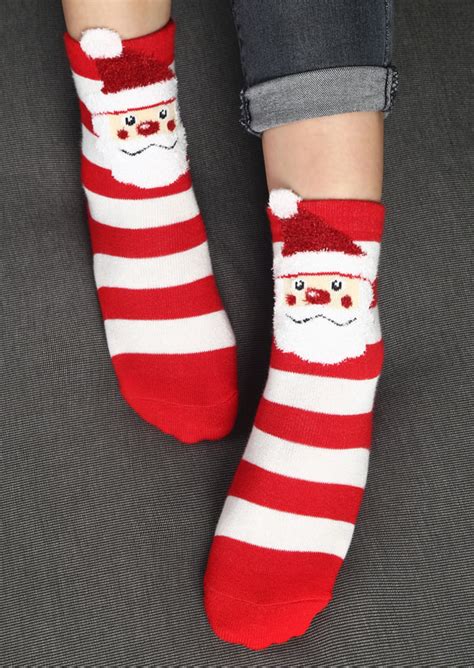 Christmas Santa Claus Striped Socks Fairyseason